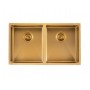 Brushed Gold Stainless Steel Handmade Double Bowls Top/Undermount Kitchen/Laundry Sink 820x457x230mm